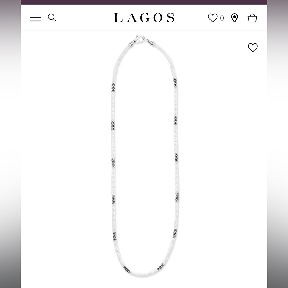 LAGOS White Caviar silver ceramic 16” Necklace